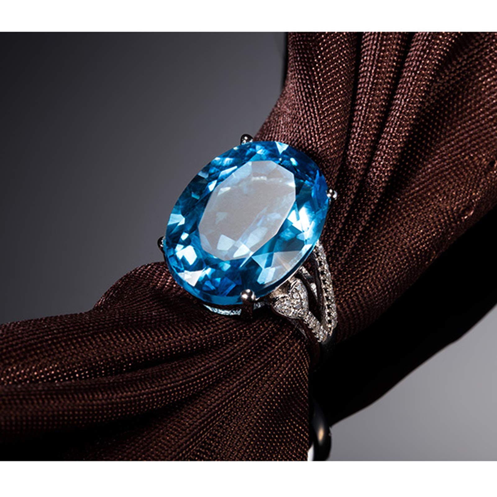 Beydodo Pierścionek z białego złota 750 duży owalny topaz 18,51 ct pierścionek zaręczynowy dla kobiet z diamentem e białe złoto, 54 (17,2), colore: białe złoto, cod. TLLWGZ4245
