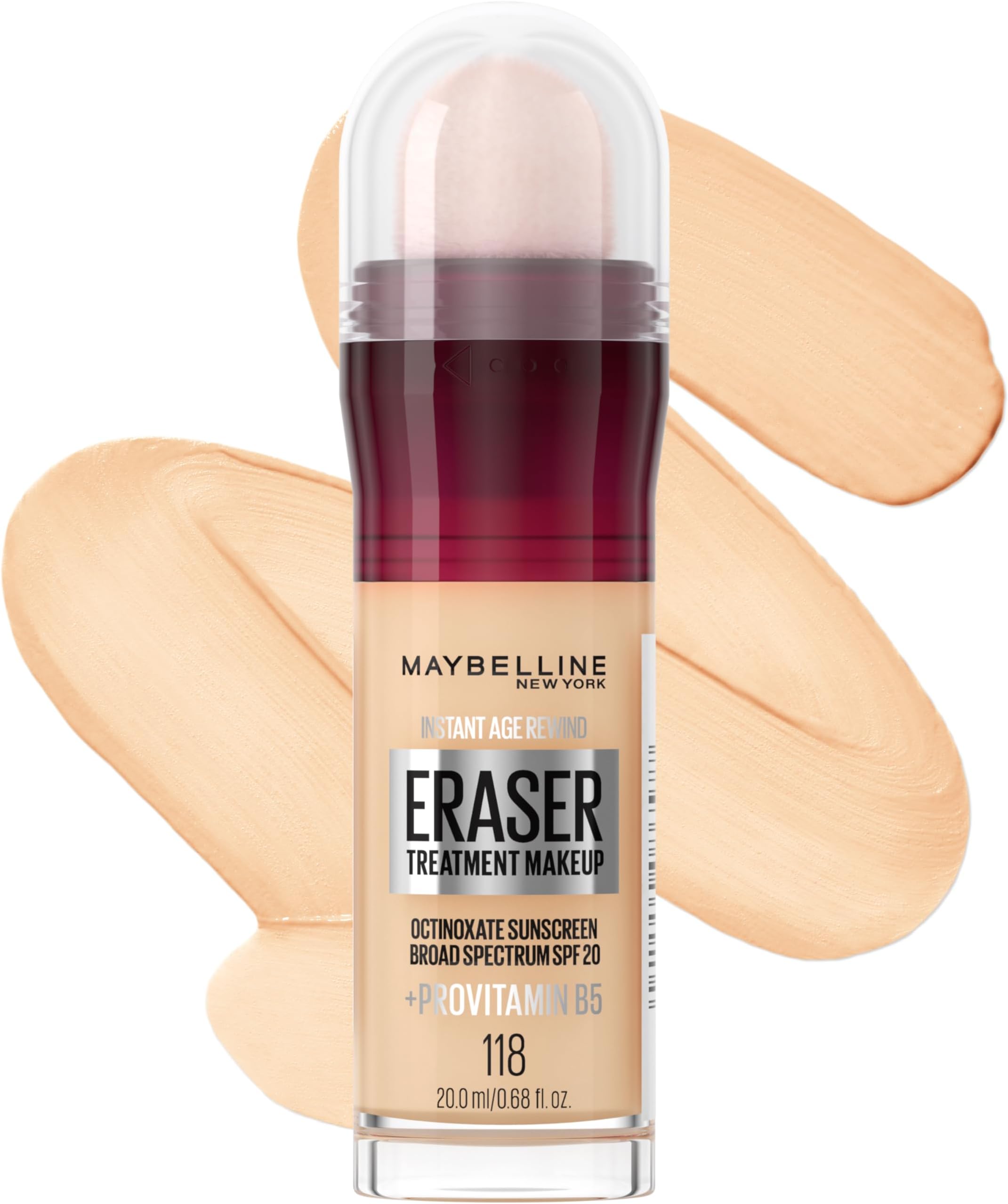Maybelline Instant Age Rewind Eraser Foundation with SPF 20 and Moisturizing ProVitamin B5, 118, 1 Count