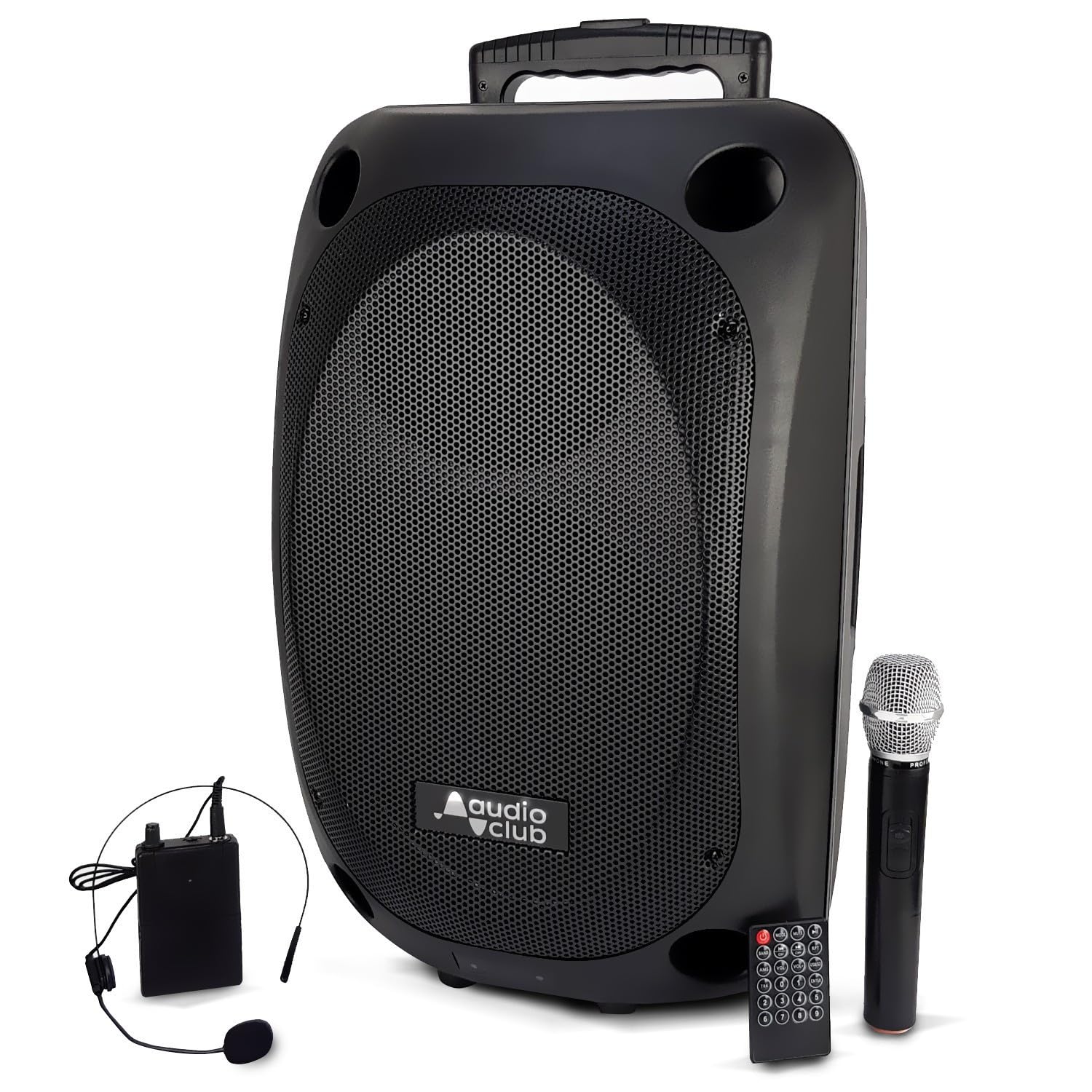 Audio club Enceinte Professionnel Portative 12" 350/700W - MOOV12 - USB Bluetooth Line Radio FM - Batterie - 2 Micros UHF