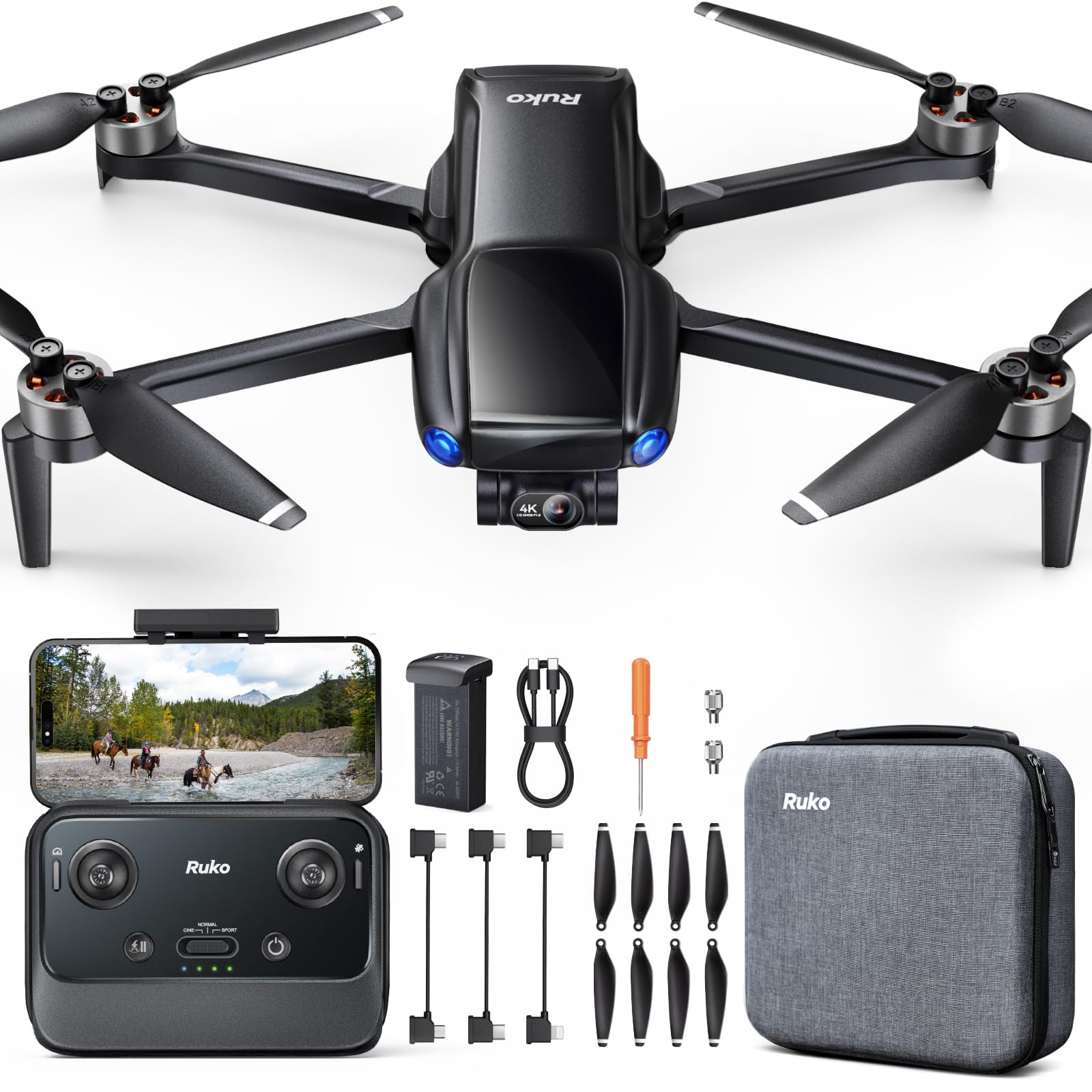 U11MINI 4K, Under 249g Pocket Drone with Camera for Adults 8K Photo 4K/30fps Video, 3-Axis Gimbal ElS, 20000ft FPV Digital Transmission, FAA- Exempt (32-Min Flight)
