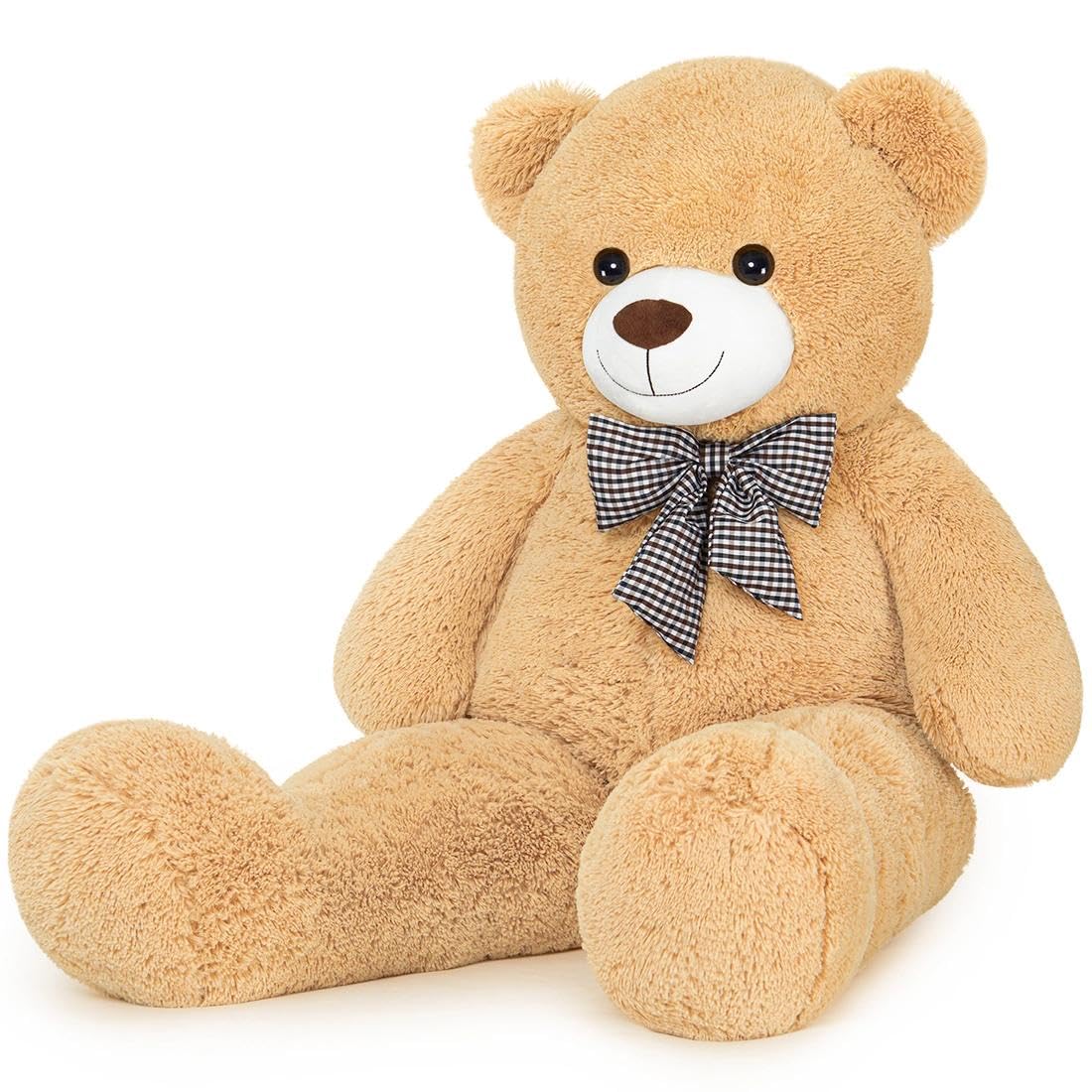 SNOWOLF Orsacchiotto gigante da 120 cm, grande orsacchiotto di peluche peluche peluche giocattolo orsacchiotto bambola per bambini ragazza (marrone chiaro)