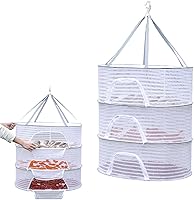 Vista 1 de Rejilla de secado de hierbas, red plegable de malla colgante de 3 capas con cremallera, secadora de malla para secar hierbas, verduras, frutas