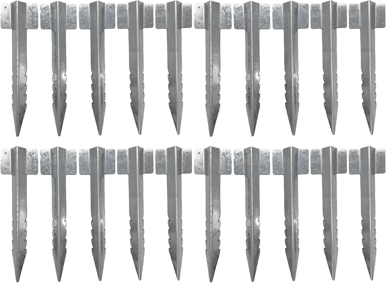 Nicoman Railway Sleeper Brackets, Heavy Duty Metal Galvanised Steel Garden Edging Stakes with Screws, Sawtooth Design for Raised Beds, Borders and Landscaping (Silver, Pack of 20)
