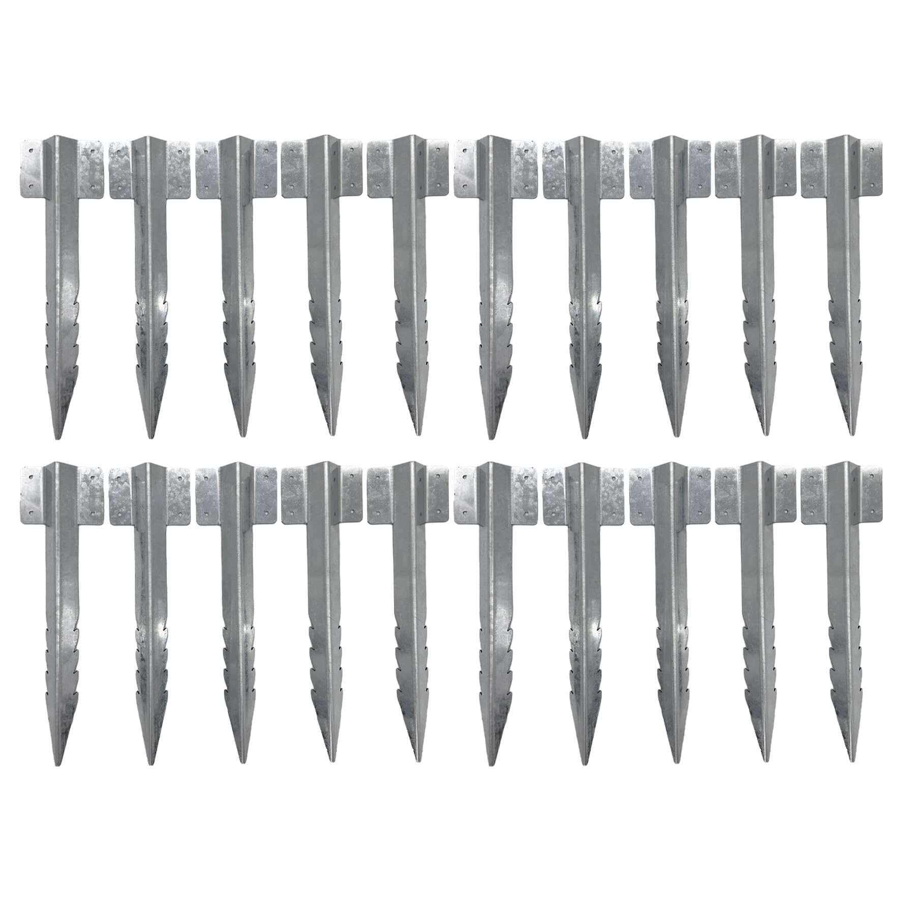 Nicoman Railway Sleeper Brackets, Heavy Duty Metal Galvanised Steel Garden Edging Stakes with Screws, Sawtooth Design for Raised Beds, Borders and Landscaping (Silver, Pack of 20)