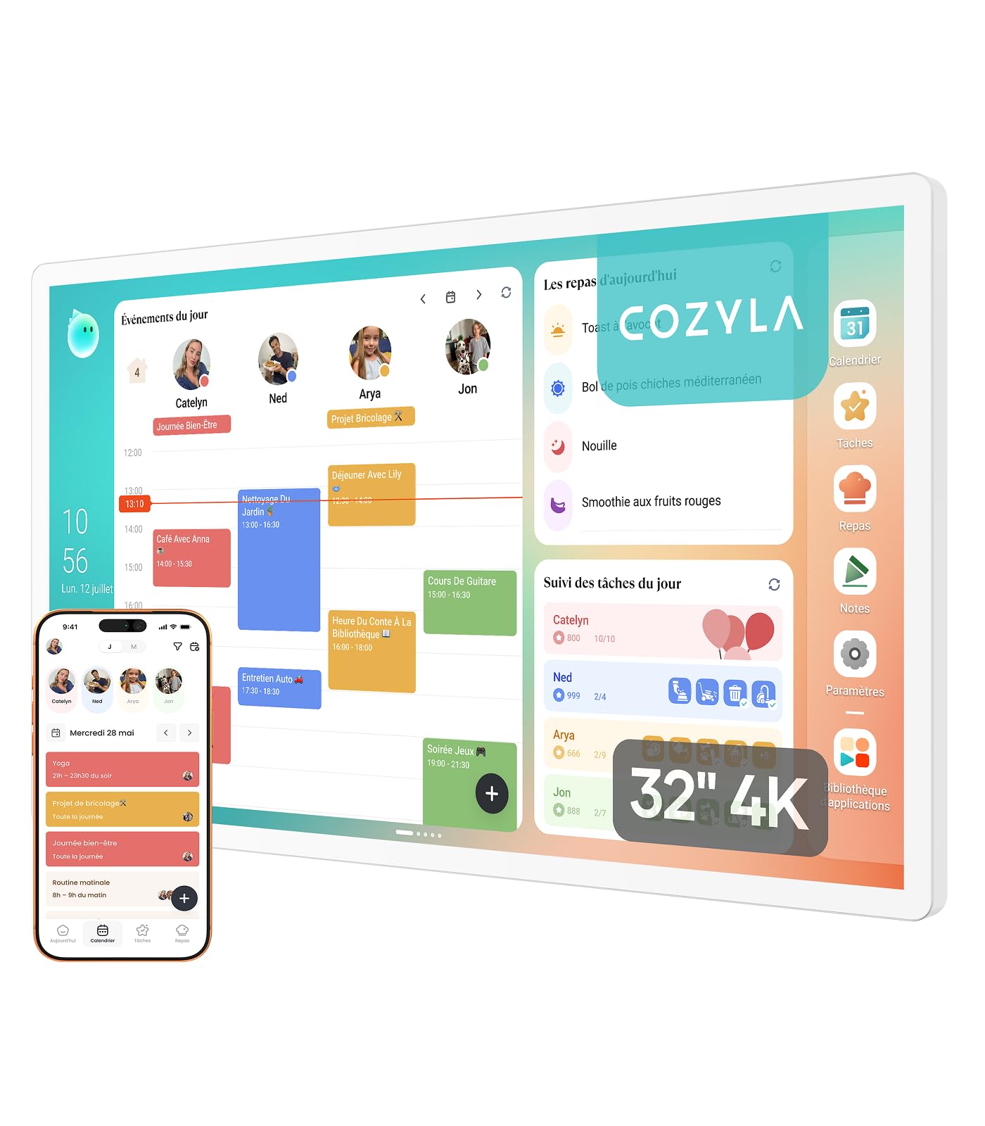 Cozyla Calendar Plus 2 : Calendrier numérique 32" 4K avec Google Play Store