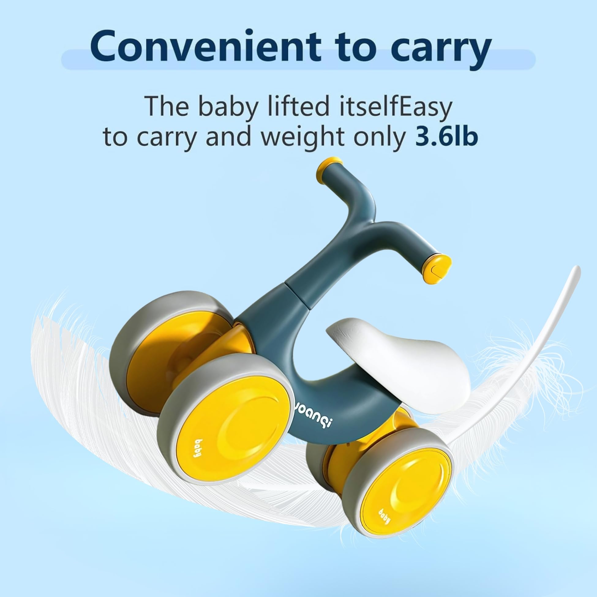Balance Bike Baby for 1-2 Year Old Boys Girls,12-36 Month Toddler Best First Birthday Gift Children Walker,Train Your Baby from Standing to Walking-(Teal), Rigid, Balance Bike, 14.9 X 21.65 Inches - Image 2 thumbnail