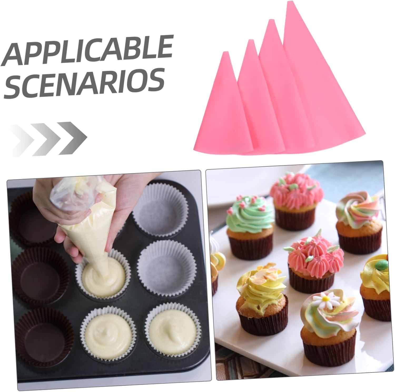 4Pcs Reusable EVA Pastry Piping Bags for Cake Decorating and Baking