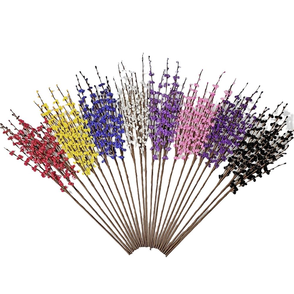 JOYWU Customizable Jasmine Artificial Flowers 21.6" with Adjustable Stems - 5pcs Fake Fluffy Jasmine Picks Bouquet Vase Filler for DIY Home Decor (