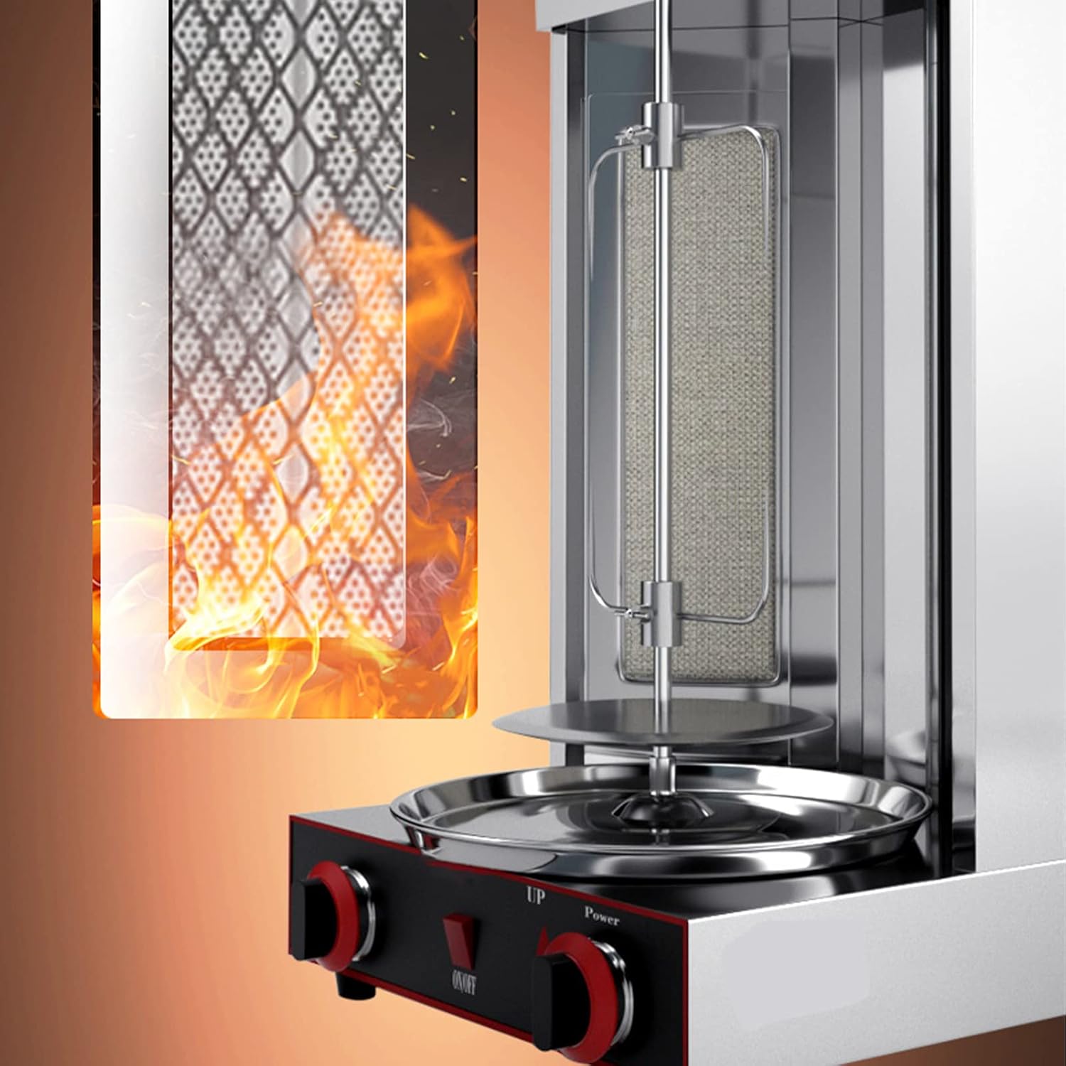 KnoRRs Electric Vertical Broiler, Rotisserie Grills Small Oven Gas Turkish Barbecue 360°Automatic Rotating Grill Universal Kebab Machine for Chicken,Turkey BBQ Grill for Home Party Garden (Full el