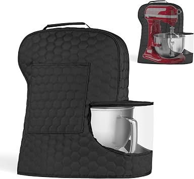 Stand Mixer Dust Cover Compatible with KitchenAid Mixer - Storage Bag for 6/7/8 Quart Bowl Lift with Pockets for Kitchen Aid Accessories and AttachmentsBlack,Fits for 6-8 Quart