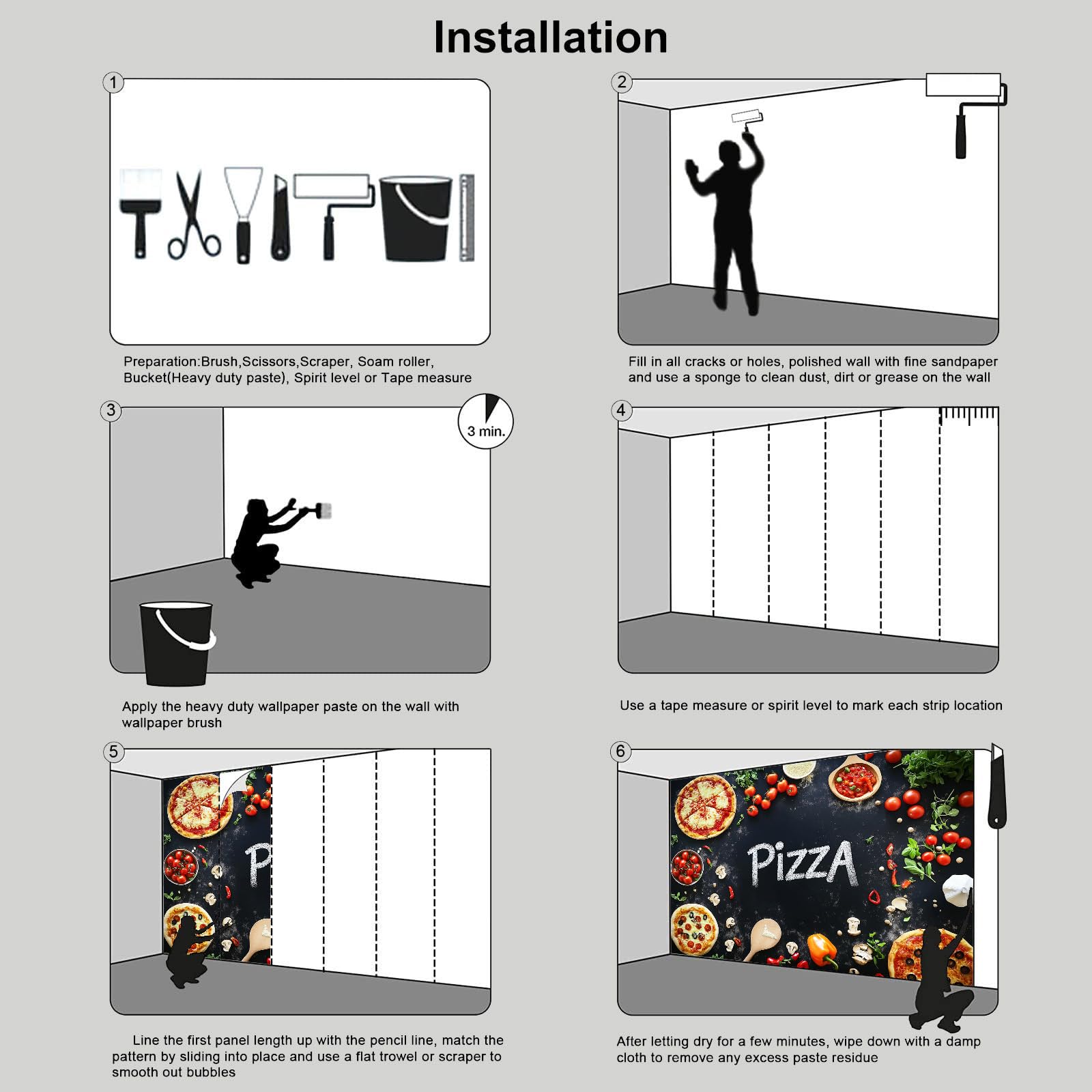 3D Carta Da Parati Fotografica Pizzeria Buon Cibo, Negozio Di Pizza Design Carta per Pareti Soggiorno Camera Da Letto Sala Fotomurali In Seta Tessuto per Camera Letto 450×315 cm