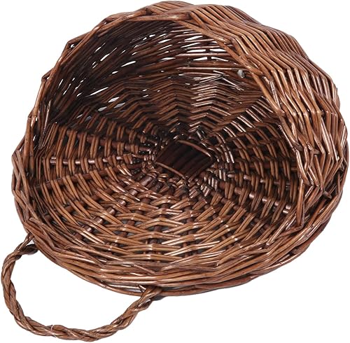 Miniatura 6 de JJSQ - Cesta de almacenamiento colgante de mimbre tejida a mano, decoración de pared para el hogar, jardín, boda, marrón, 14.2 x 11.8 x 4.7 pulgadas