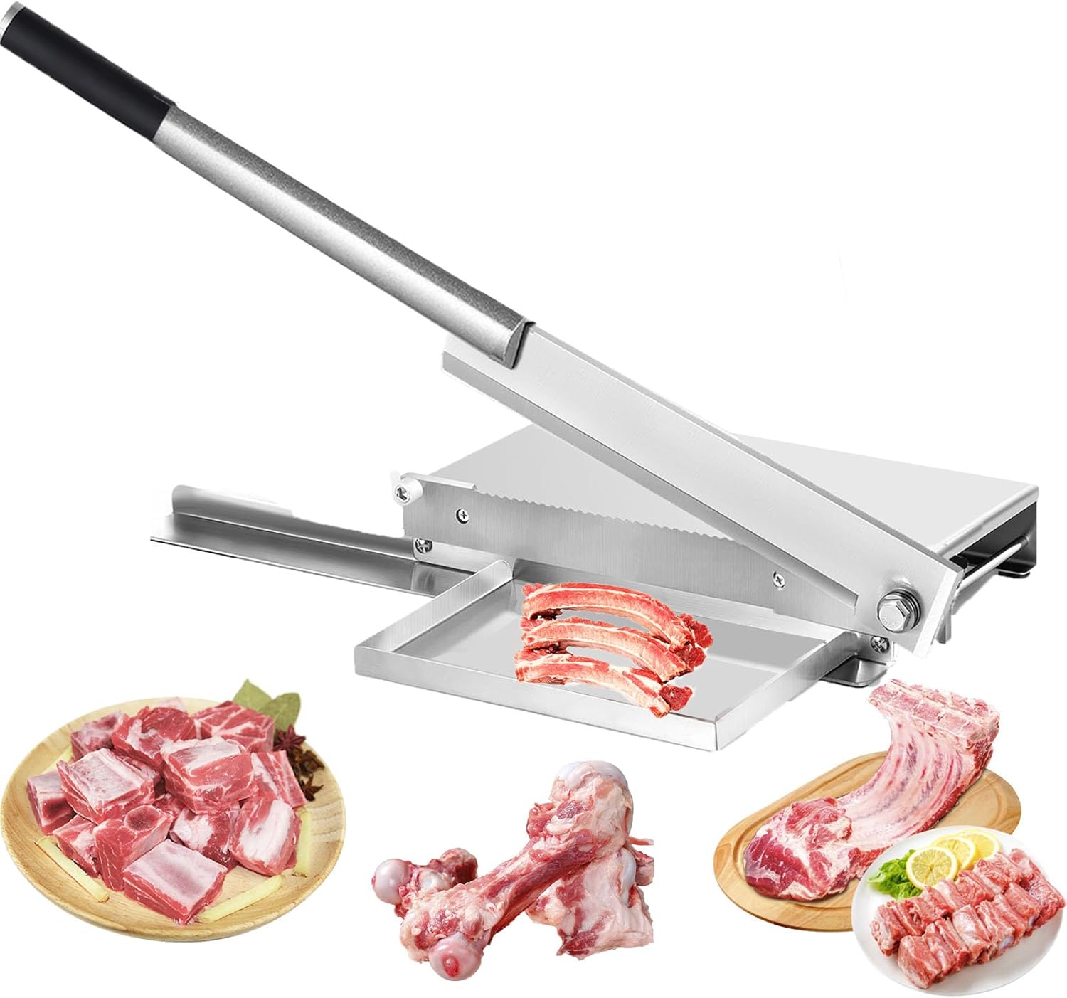 Manual Meat Bone Cutter, Manual Meat Slicer Frozen Meat Cutter Machine, Heavy Duty Chicken Cutting Machine with Blade Bone Chopper for Kitchen Beef Goat Pig Fish