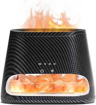SALKING 2-in-1 Ultrasonic Essential Oil Diffuser & Himalayan Salt Lamp, Aromatherapy Diffuser Cool Mist Humidifier with Auto Off Function, Pure Himalayan Pink Salt Rock, 150ml Carbon Black