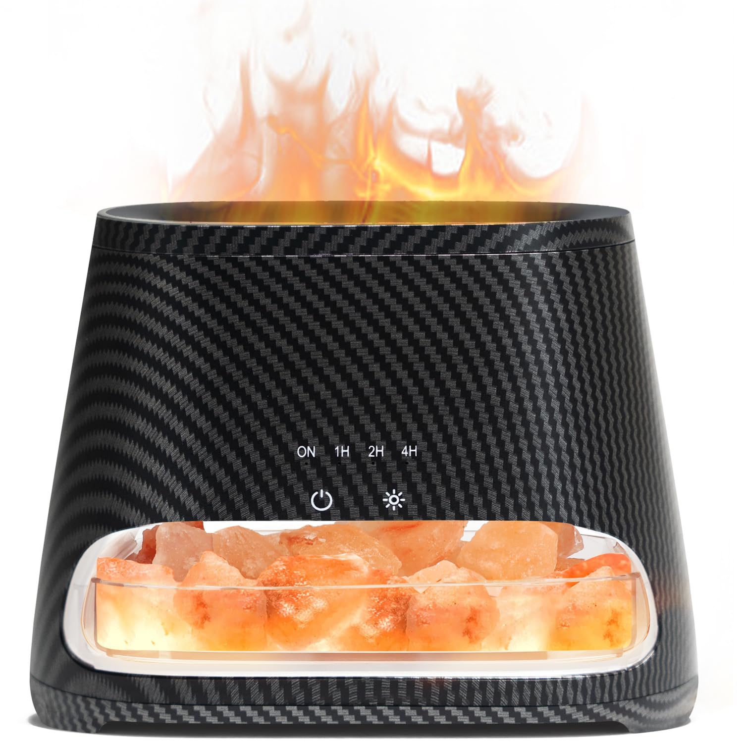 SALKING 2-in-1 Ultrasonic Essential Oil Diffuser & Himalayan Salt Lamp, Aromatherapy Diffuser Cool Mist Humidifier with Auto Off Function, Pure Himalayan Pink Salt Rock, 150ml (Carbon Black)