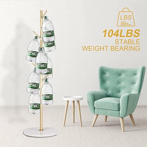 Miniatura 4 de Snaikor Perchero, moderno perchero de metal independiente, perchero de 67 pulgadas con 8 ganchos para colgar ropa, bolsas, sombreros, accesorios