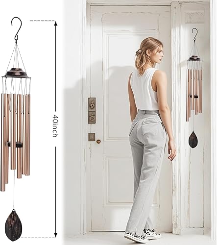 Miniatura 6 de Taman Campanillas de viento para exteriores, de aluminio de 40 pulgadas, de tono profundo, conmemorativo de condolencia por la pérdida de un ser