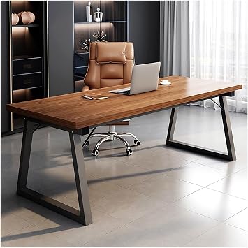 desk computer desk density board computer desk metal legs home office desk industrial executive desk workstation modern writing desk table gaming desk Walnut+black,160x60x75cm