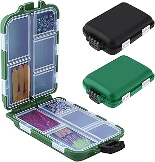 Fishing Tackle Box, 2 Pcs Fishing Tackle Box, Multipurpose Plastic Storage Boxes, Tackle Boxes for Fishing, 10 Compartment Large Capacity Transparent Fishing Tackle Tray (Black and Green)