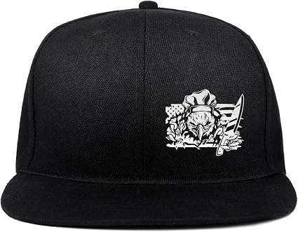 Negi Snapback Hat For Men & Women - Adjustable Flat Bill Baseball Cap, Rose Hand Design, One Size