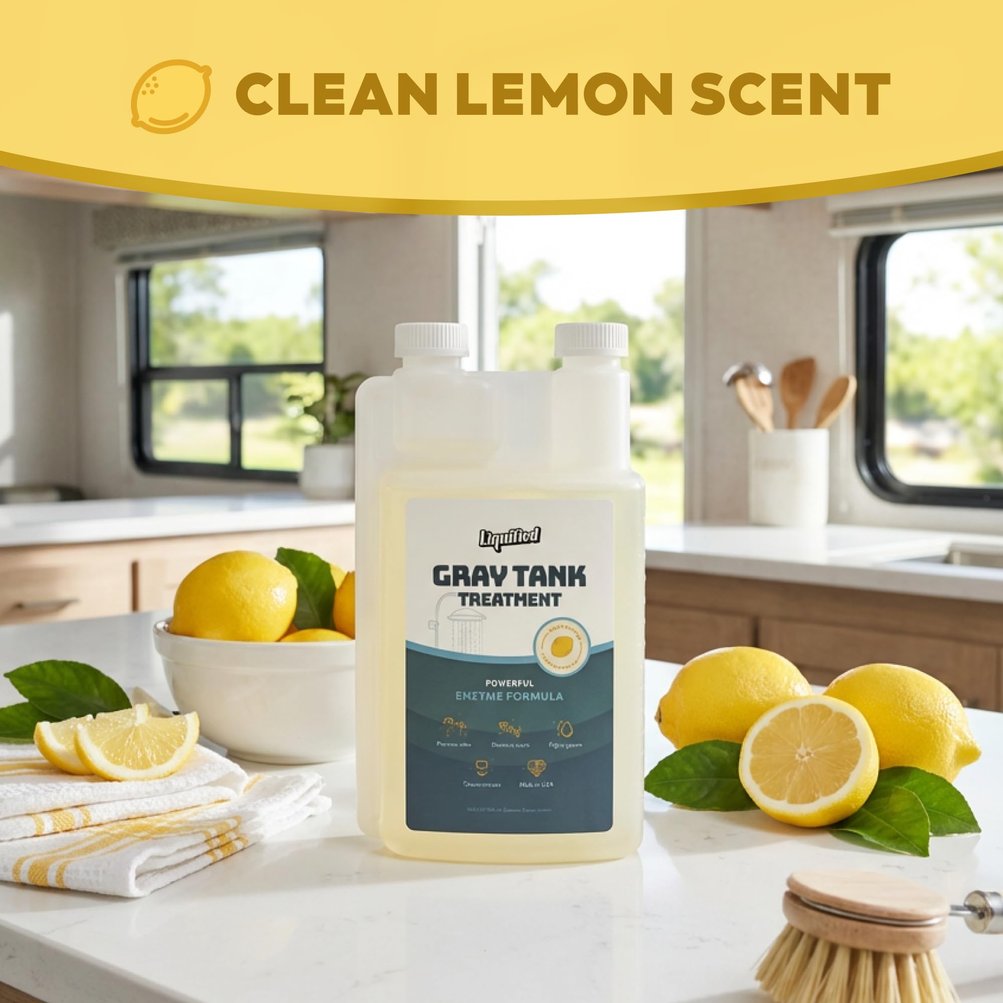 Liquified RV Toilet Treatment - Digestor de tanque de retención gris - Eliminador de olores - Aroma de limón - Opiniones de Matts RV