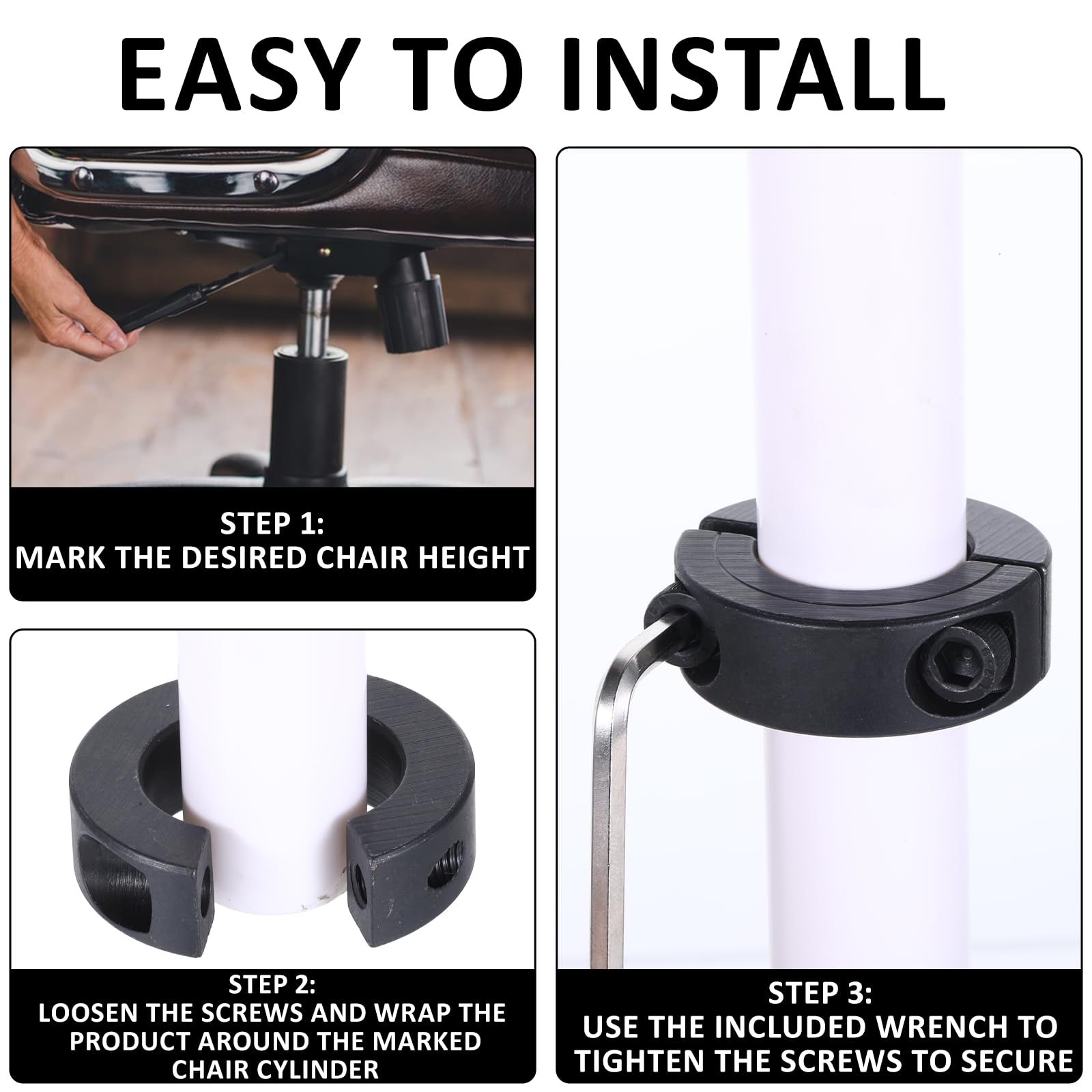 Fix Sinking Silla de oficina, cilindro de repuesto de cilindro de elevación de gas de acero, soporte de abrazadera de cilindro de elevación de gas para silla de oficina, ajusta la altura de la silla y