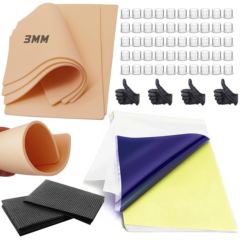 Kit de prática para tatuagem Narkysus com pele sintética de 3 mm, 67 peças