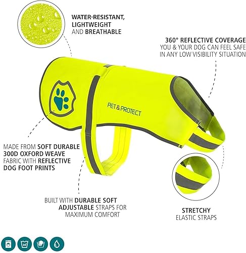 Miniatura 6 de Abrigo reflectante para perro para la seguridad, chaleco ideal para perros para alta visibilidad al caminar, trotar o entrenar - Tallas para