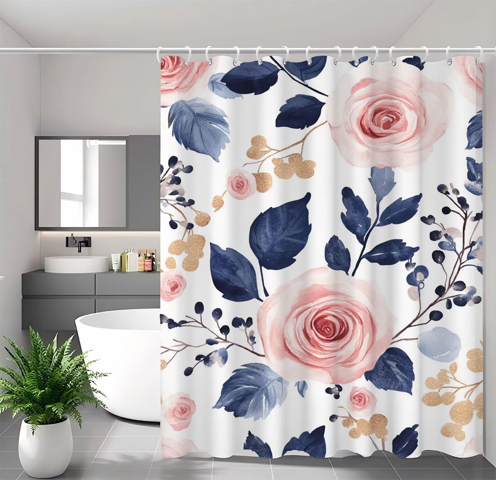 Shower curtain lavable en tissu polyester imperméable rideau de douche 130x180 pour baignoire et douche