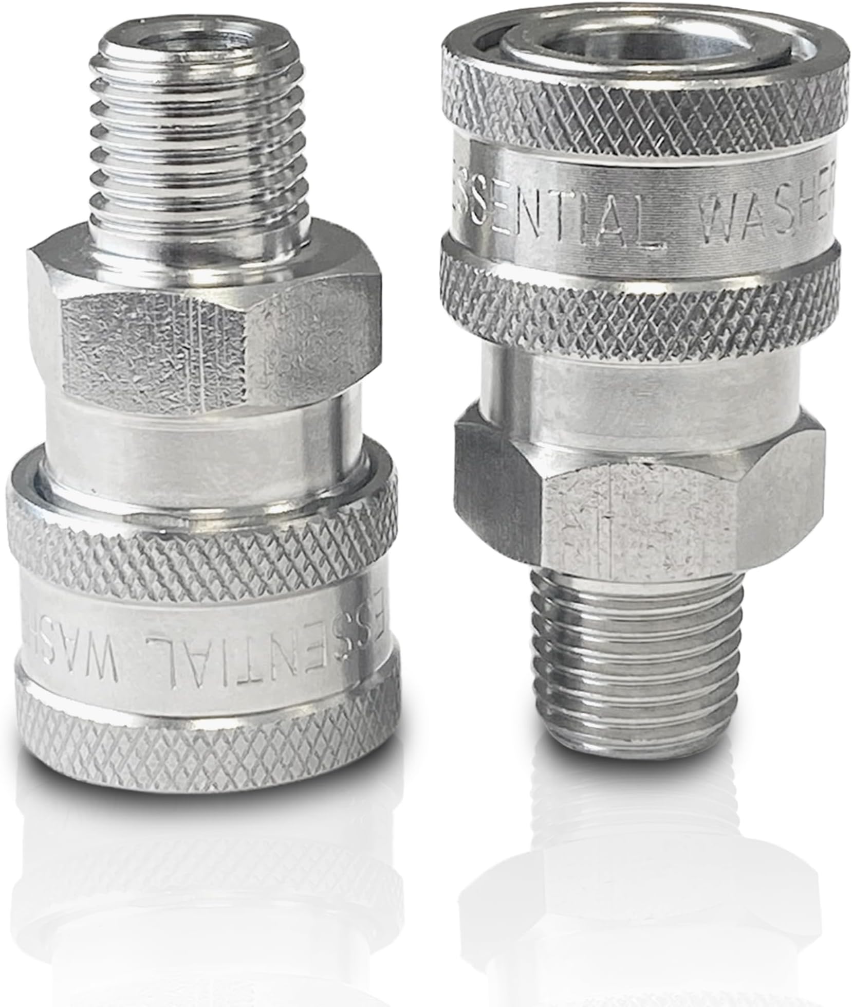Essential Washer Stainless Steel ¼” Quick Connect Male NPT | Pressure Washer Quick Connect Fittings | 5000 PSI | Set Of 2