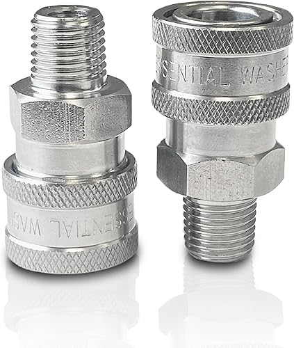Essential Washer Acero inoxidable de  de pulgada de conexión rápida macho NPT  Arandela a presión Conexiones de conexión rápida  5000 PSI  Juego de 2