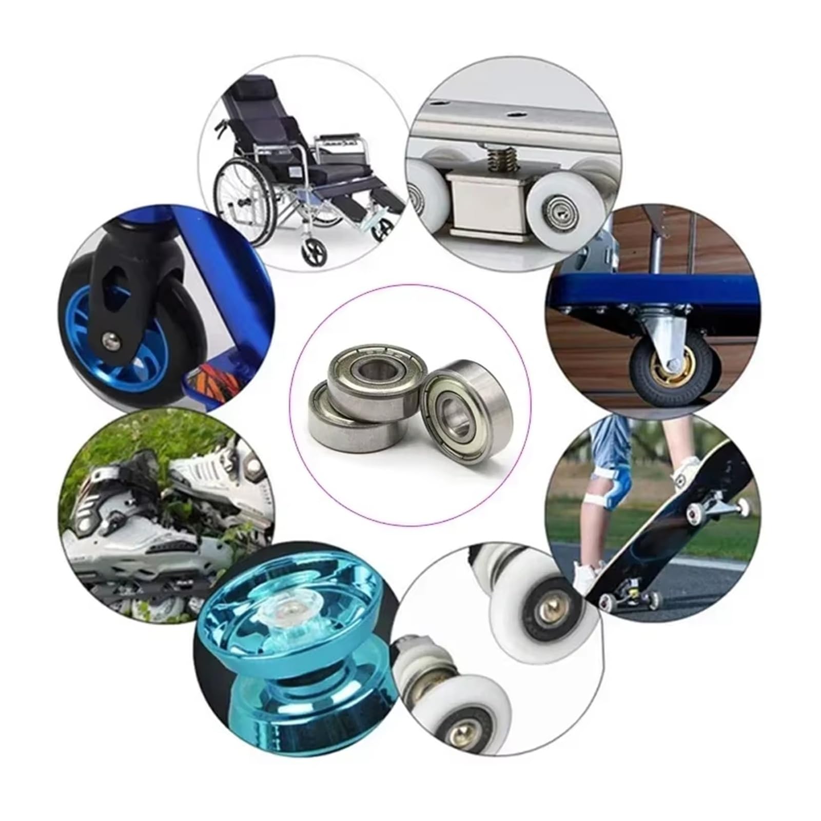 MESKEL Kit Roulements Roue Roulements À Billes 608Z 608ZZ Gorge Profonde ABEC-7 pour Mini Roulement en Acier Au Carbone Skateboard Scooter Pièces
