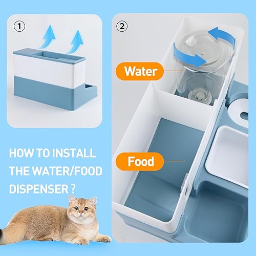 Miniatura 3 de Juego automático de alimentador y dispensador de agua para gatos, dispensador de agua y alimentos por gravedad de 3.8 litros con cuchara de comida