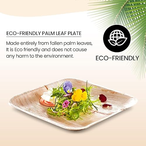 Miniatura 5 de SWEET FLAVOR Platos cuadrados naturales de hoja de palma biodegradables para bodas y eventos, diseño moderno sostenible e ideal para el medio
