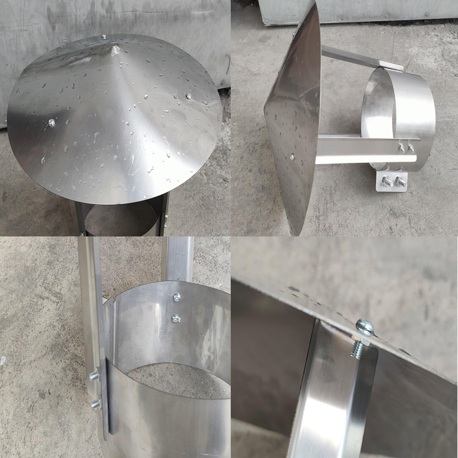 Tapas para Chimenea, Tapa cónica galvanizada para Chimenea - Tapa de Acero Inoxidable para Chimenea, Cubierta de conducto y protección de ventilación, 25 cm de diámetro x