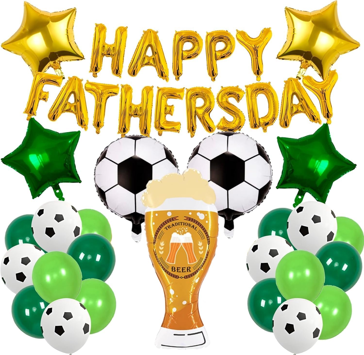 Happy Father's Day Aluminum Foil Balloon Set 16 Inches Letter Balloon Decoration for Father's Day Party (Soccer)