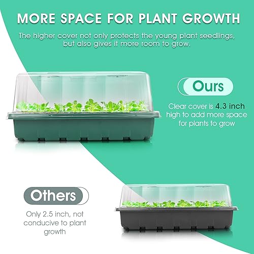 Miniatura 4 de Yskea Kit de inicio de semillas con luz de crecimiento, bandeja de 48 celdas, bandejas de siembra, cúpulas de humedad, cubiertas de plantas de