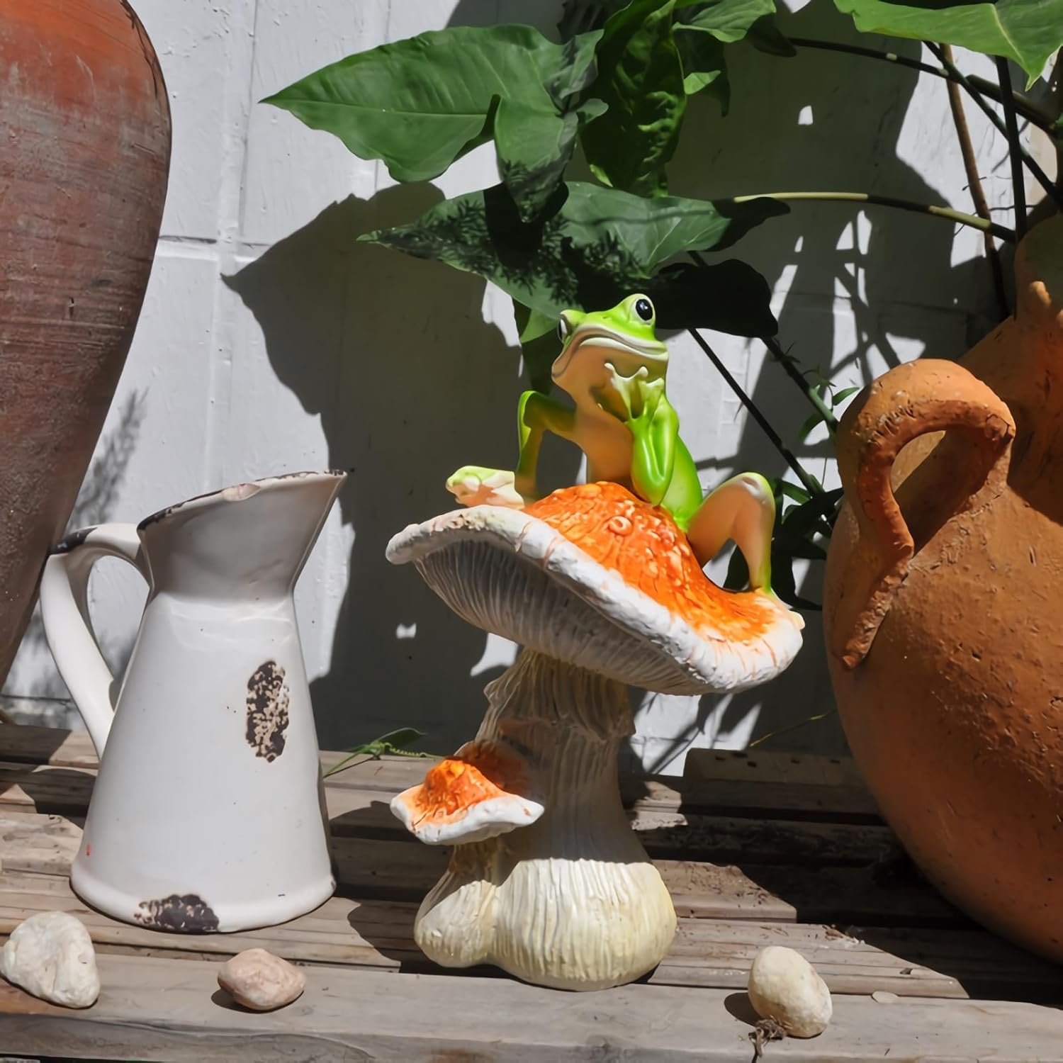 Frog Garden Decor, Outdoor Frogs Garden Statue for Yard, Garden, Indoor Outdoor Decoration and Housewarming Gift, Thinking Frog Statue
