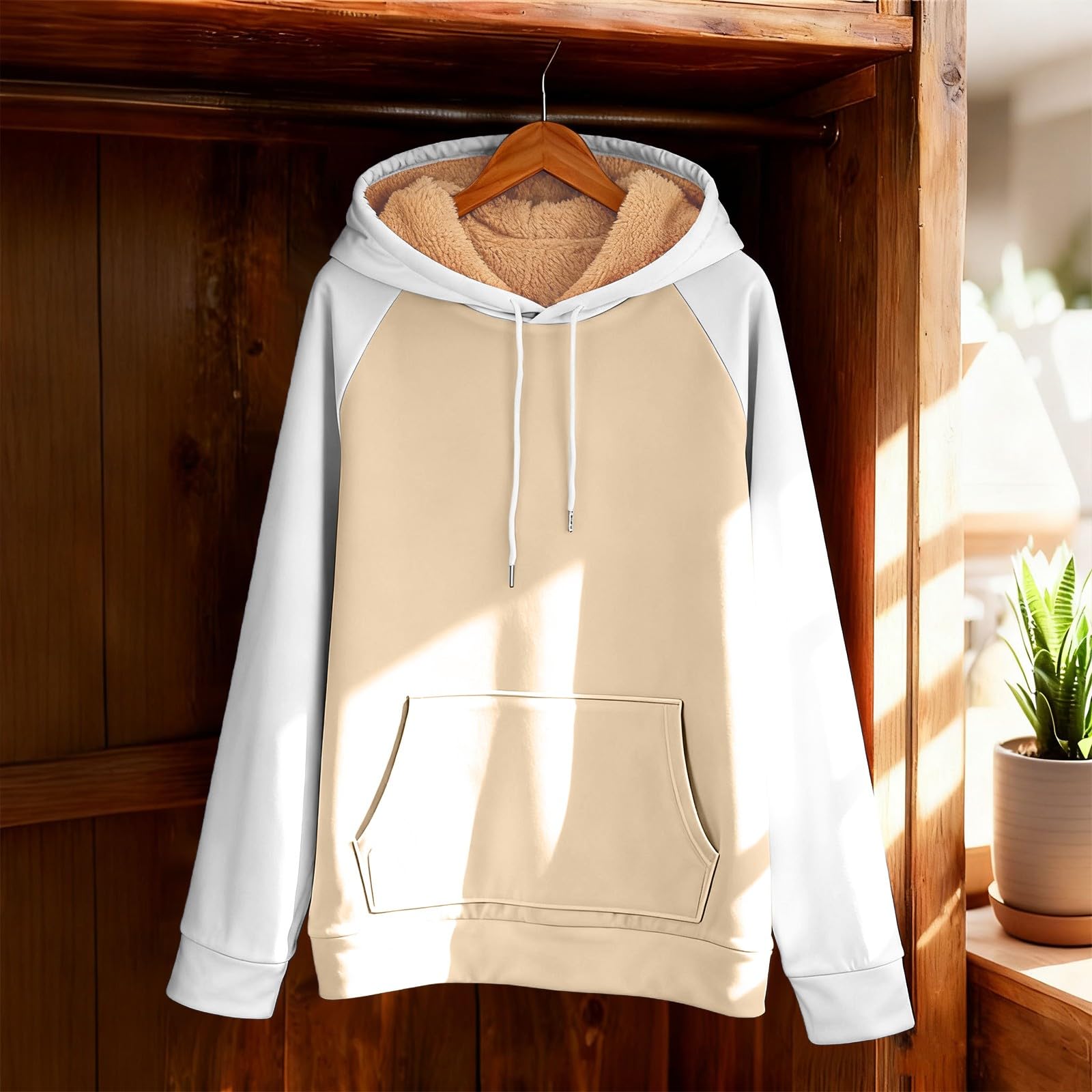 Ropa De Verano Hombre Sudadera con Capucha para Hombre, Estilo Informal, Cálida, Forrada, Ideal El Invierno. del Hierro (Beige, M) Casual Men's Clothing Chaqueta Entretiempo Camisa