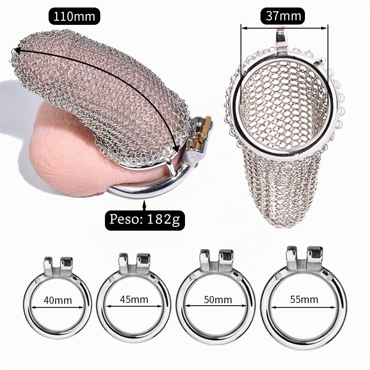 Metal Chastity Cage for Men Small Flat Chastity Cage Uomo Sissy Cintura Di Castità Maschile Metallo Cock Cage Erotitici Sexy Per Coppie (55MM,195#)