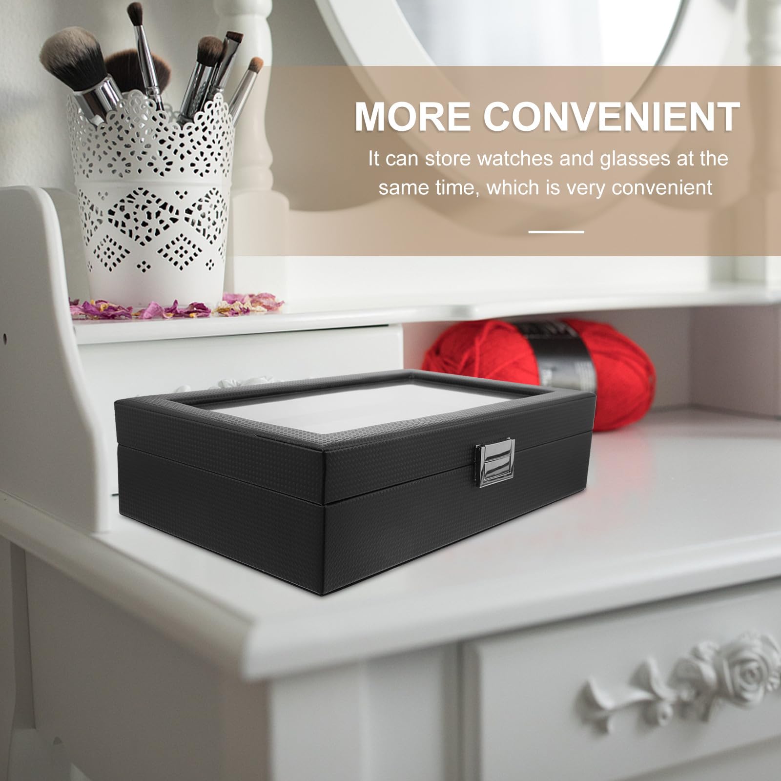 Toddmomy Uhrenbox Organizer für Uhren und Sonnenbrillen Schwarz