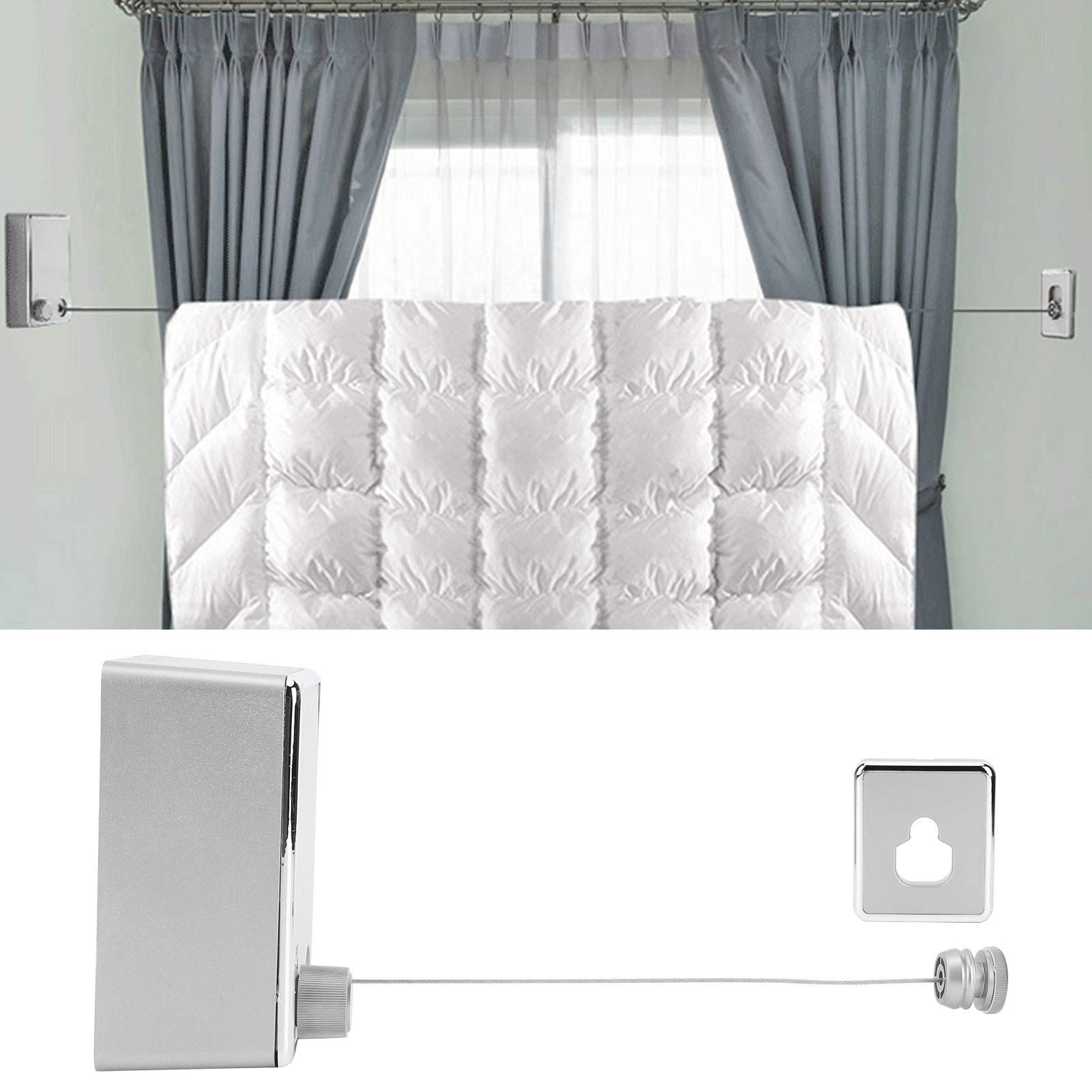Corde à Linge Rétractable de 4,2m, Fil à Linge Rétractable Etendoir à Linge Mural pour Intérieur et Extérieur Corde à Linge Rétractable de 4,2m, Fil à Linge Rétractable Etendoir à Linge Mural pour Intérieur et Extérieur