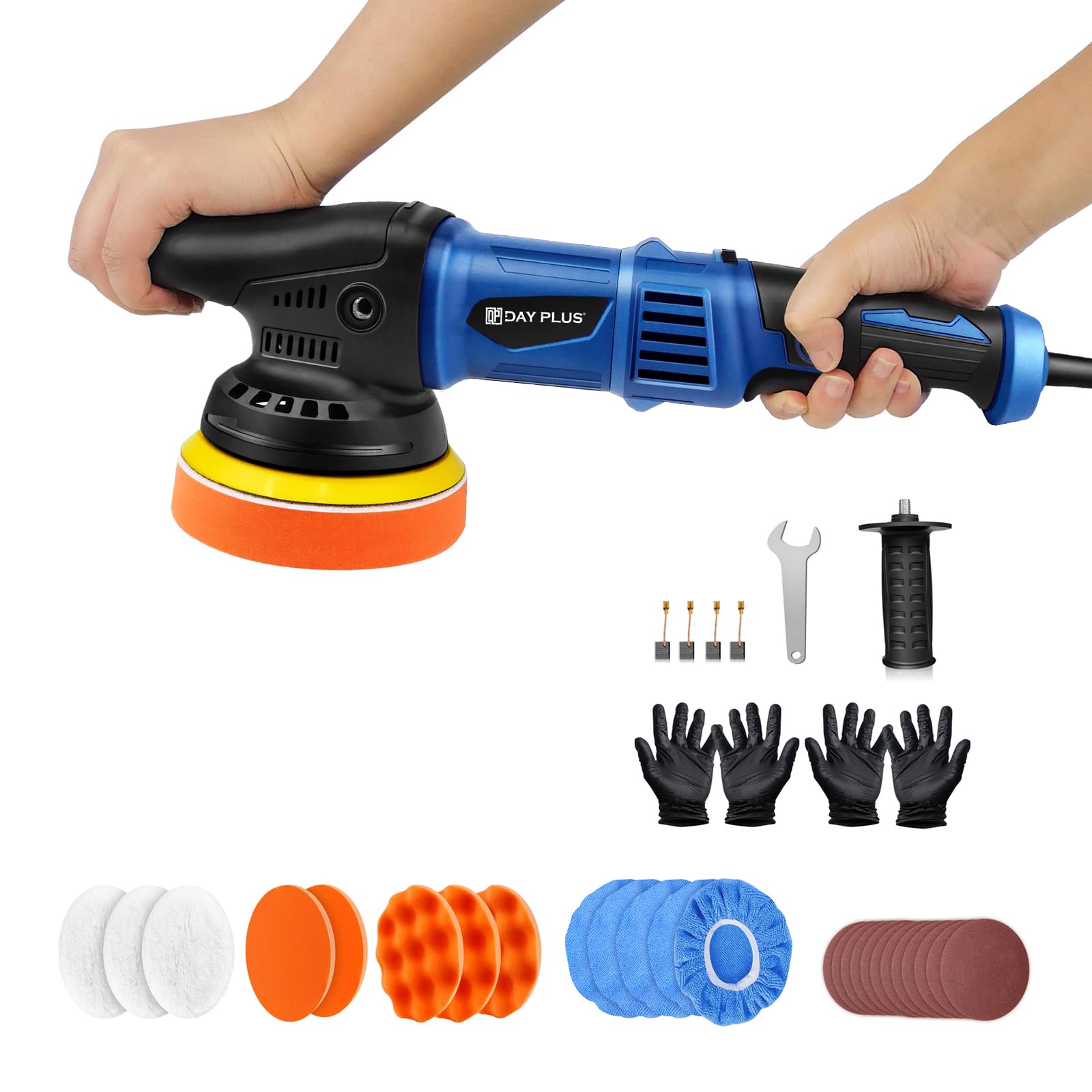 HSHa Lucidatrice, lucidatrice eccentrica, 12 mm, 980 W, set di 6 velocità variabili, 2800 – 5800 giri/min, per lucidare auto, barca, moto