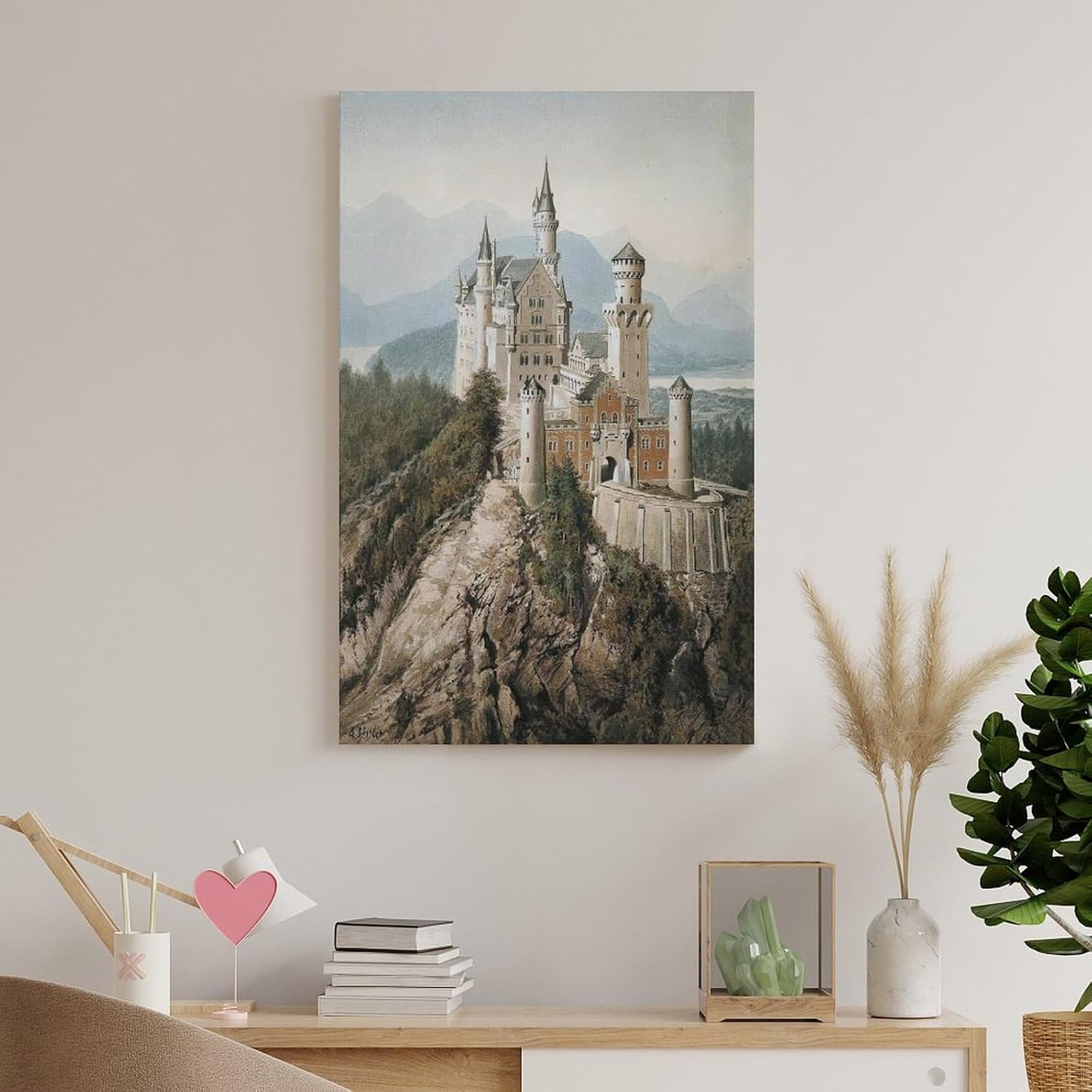FFSKKJ Adolf Hitler Neuschwanstein Castle Painting Poster Canvas Wall Art Poster For Room Aesthetic And Decor Canvas Painting Wall Art Poster for Bedroom Living Room Decor 20x30inch(50x75cm)