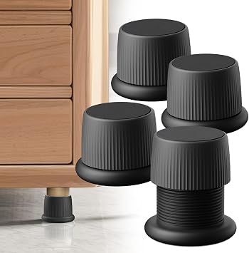 Adjustable Furniture Bed Risers 1.6-2.6 Inch,Bed Risers Heavy Duty Easy Installation & Long-Lasting Durability for Bed Couch Sofa Desk Table,Furniture Risers 2 inch ABS Risers 500 lbs4 Pcs,Black