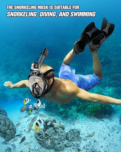 Miniatura 6 de W WSTOO Juego de aletas de máscara de esnórquel, equipo de esnórquel para adultos, máscara de esnórquel de cara completa y aletas de natación