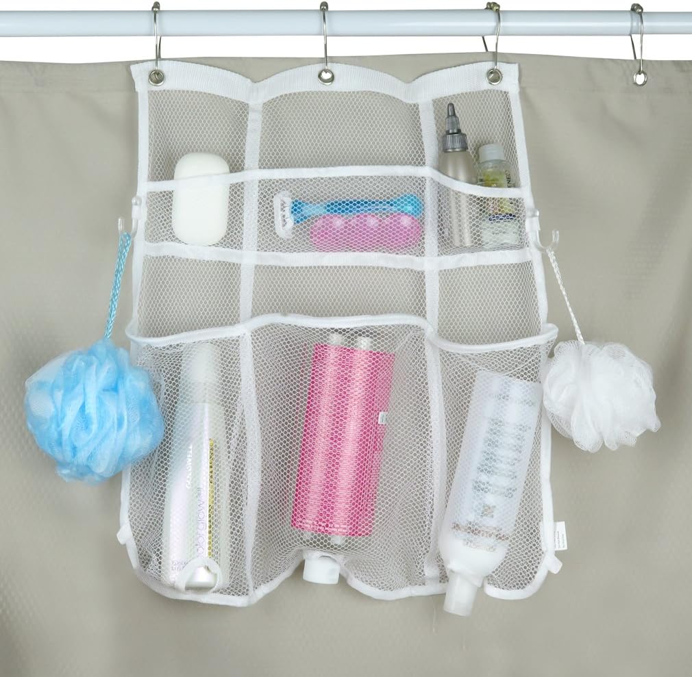 Evelots Set of 2 Mesh Shower Caddy-6 Pocket-Hook for Brush-Hole for Bottle-Dry Fast