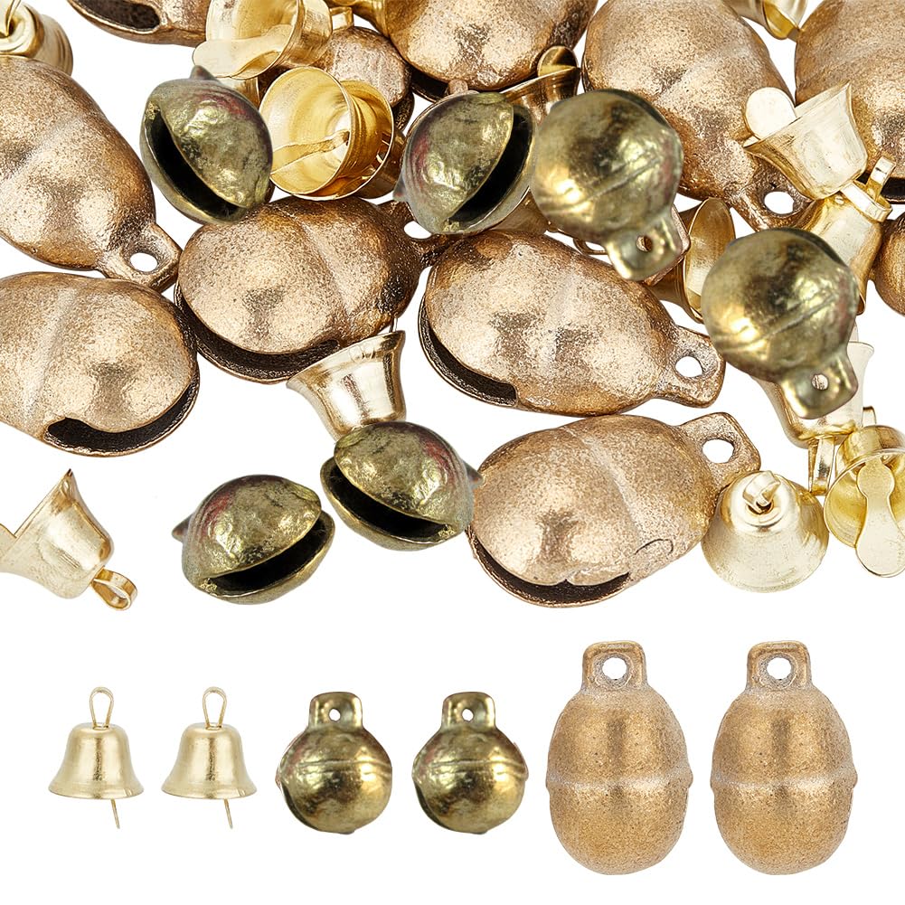 Clochettes en laiton bronze véritable AHANDMAKER de style tibétain pour bijoux - 40 pcs