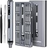 Homtronics Precision Electric Screwdriver 52 in 1 Electric Screwdriver with 48 Magnetic Bits Mini Electric Screwdriver Kit for Repair Mobile Phone Laptop Glasses Watches Grey