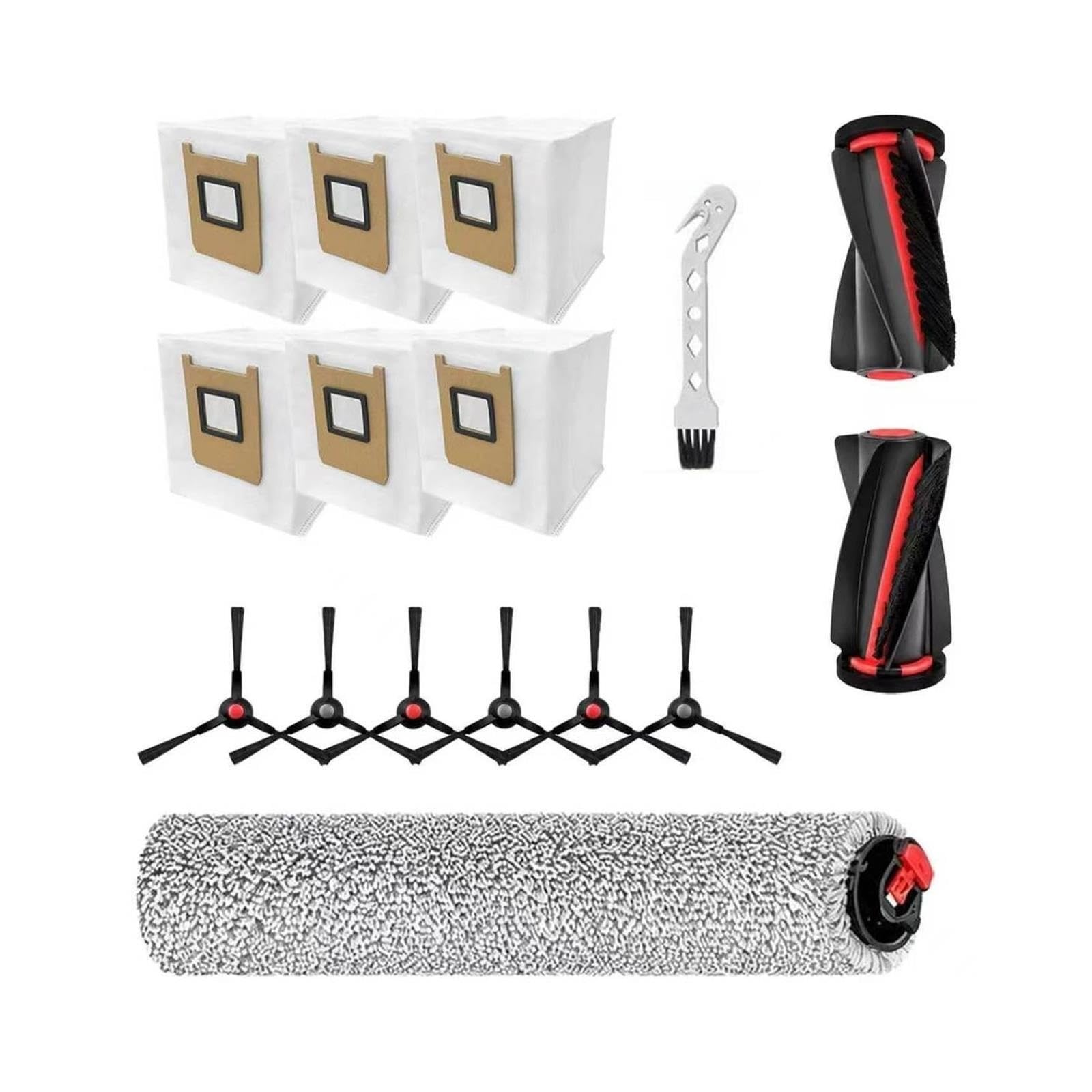 Kit De Repuestos Robot Aspirador,Compatible con Eufy E35 Omni,6 Bolsas para Polvo,2 Cepillos Principales,6 Cepillos Laterales,1 Rodillo De Fregado